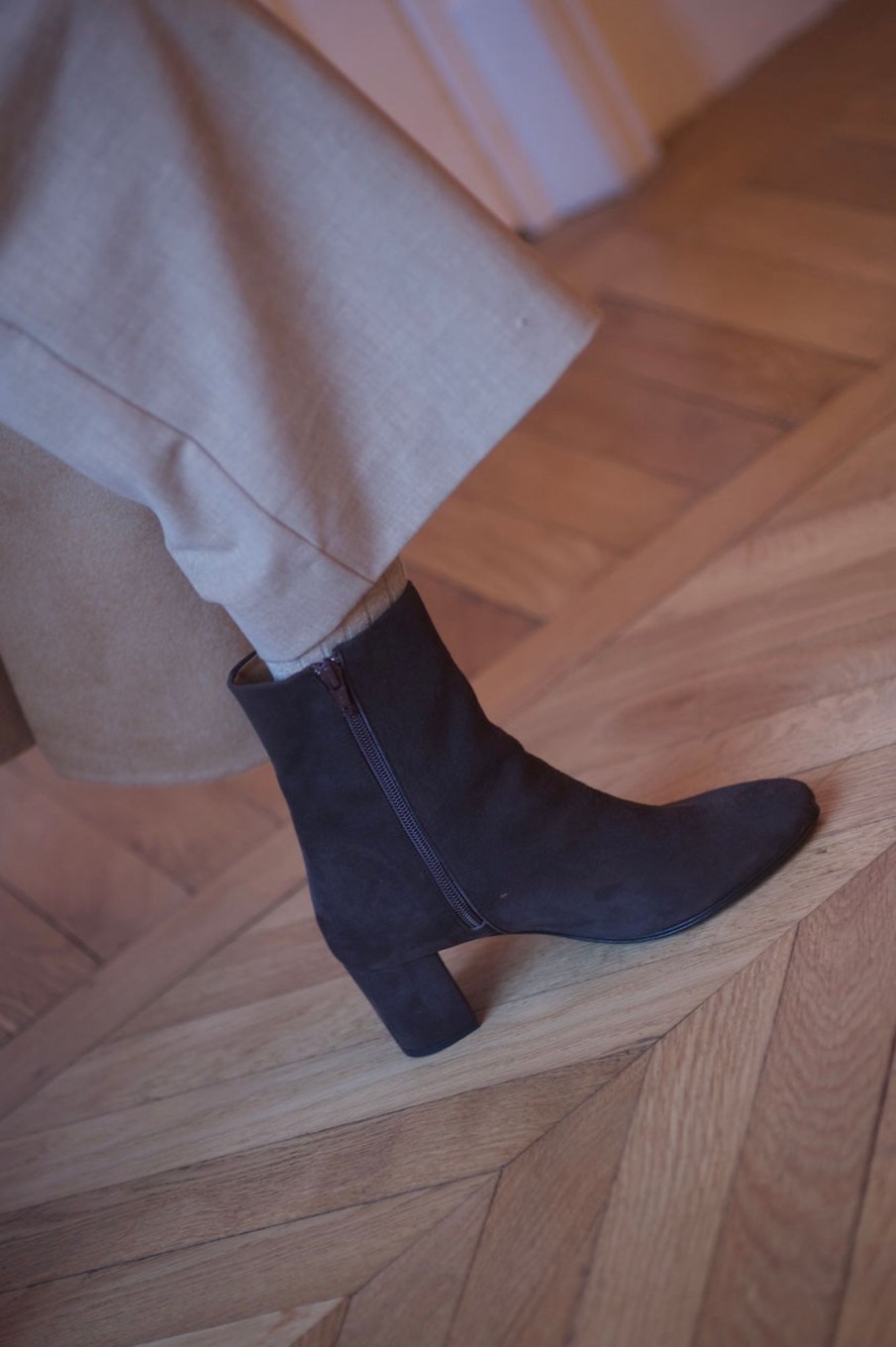 Boots Anne Thomas | Mimo Boots Velours Poivre Sauvage